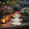 Cute Meditation Sitting Yoga Mushroom Tabletop Decoration for Home and Living Room, Resin Craftwork.
