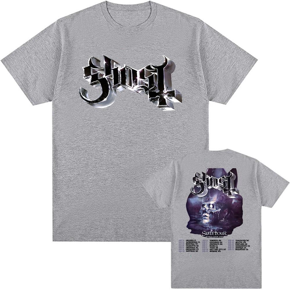 Ghost Skeletour World Tour 2026 T-Shirts Nordamerikanische Rockband Street T-Shirt Baumwolle Kurzarm Locker Männliche T-Shirts Grafik Tops