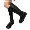 Winter Women High Boots Leather Knee High Fashion Shoes 2025 Trend New Brand Classic Goth Gladiator Motorcycle Botas De Mujer