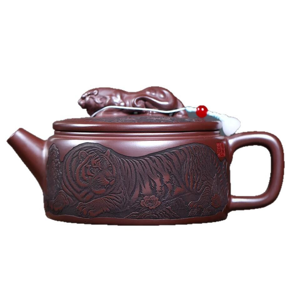 

550ml Handmade Yixing Purple Clay Teapots Handmade Large Caliber Pot Raw Ore Stone Red Mud Kettle Zisha Tea Set Ornaments Gift