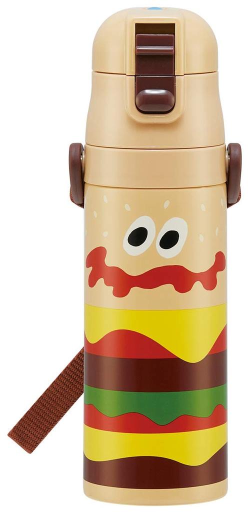 Skater Water Direct Burger Concus for Boys and Stainless Sports Water Children's Bottle, 470ml, Drinking, Burger, Girls, Insulated, Steel,