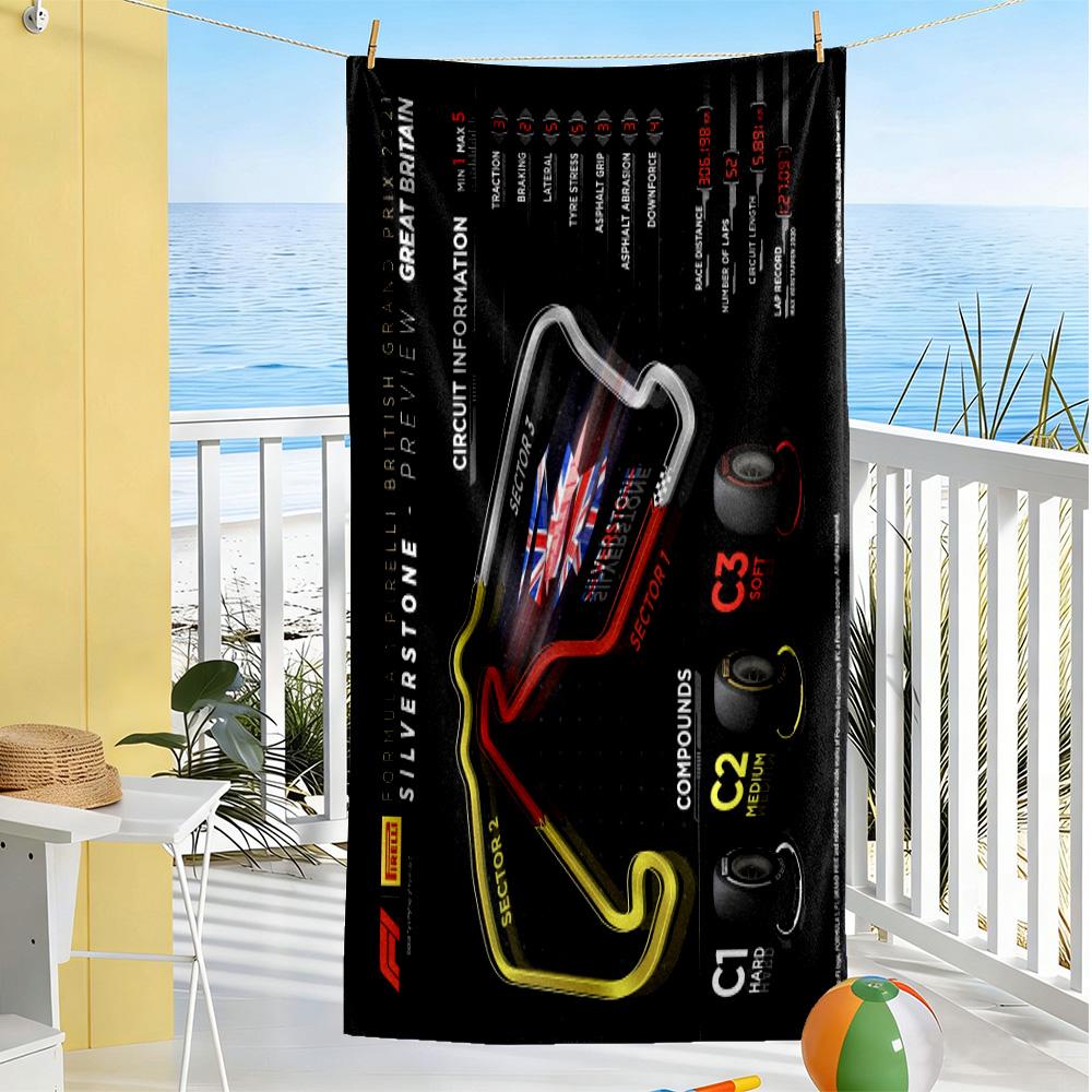 Formula 1 Silverstone Preview Telo da Spiaggia Alta Assorbenza & Asciugatura Rapida Confortevole Leggero