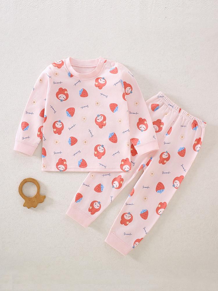 Baby Cotton Sleepwear Set With Shoulder Buttons Nonslip Comfortable Indoor Wear