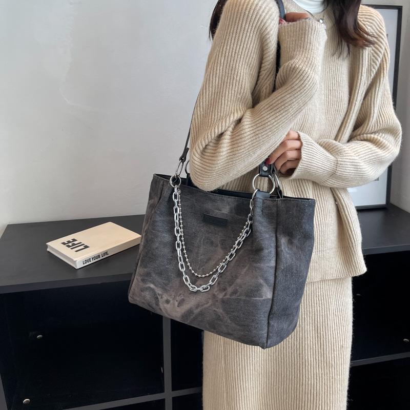 

2025 новые трендовые осенне-зимние сумки женские нишевые тканевые сумки большой вместимости сумки через плечо сумки-тоут для студентов колледжа для поездок на работу синий