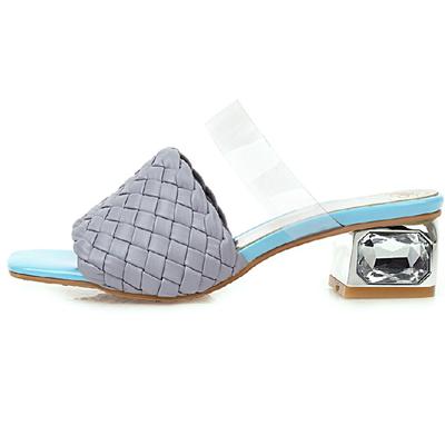 Mode Comfort Zomersandalen Dames Muilezels Schoenen Buiten Luxe Kristal Slide Lage Hakken Casual Gebreid Strand Dames Pantoffel Grote Maat