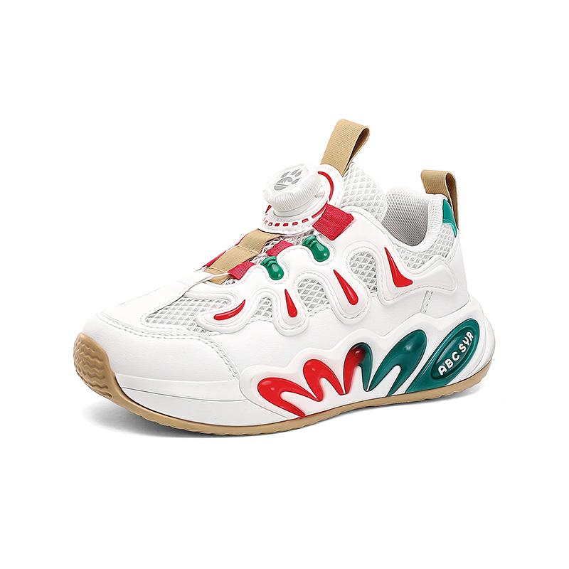 New style children's sneakers for boys, featuring a rotating buckle, breathable design, and a trendy "dad shoe" look, suitable for older children and