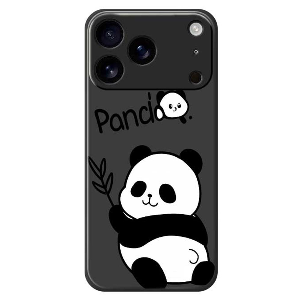 For iPhone 17 Pro Case Panda Pattern Printing Straight Edge TPU Phone Back Cover