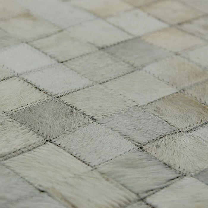 Rug In Recycled Leather Mosaic Pattern White 160x230