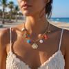 Bohemian Imitation Pearl Beaded Chain Necklace for Women Ocean Series Starfish Shell Conch Pendant Choker Beach Party Jewelry