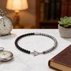 Stainless Steel Volcano Stone Tiger Eye Necklace For Men With Geometric Design And Handmade Craftsmanship