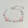 Rosa Zirkon Kirschblüten-Schleifenarmband Elegante Strass-Blumenkette Leichtes Romantisches Design Geschenk für Frauen Zarter Alltags Schmuck