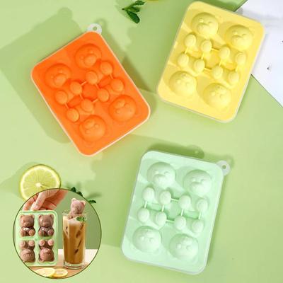1PC Moda Fofa Urso Molde de Cubo de Gelo Ferramenta de Cozinha Molde de Silicone Quatro Grelhas Grelha de Gelo