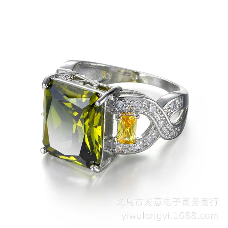 Dámské zirkonové šperkové prsteny SODROV Olivově zelená barva