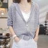 Women's Exquisite Openwork Hooded Knit Cardigan - Casual Long Sleeve Loose Top for Spring and Autumn 2025
