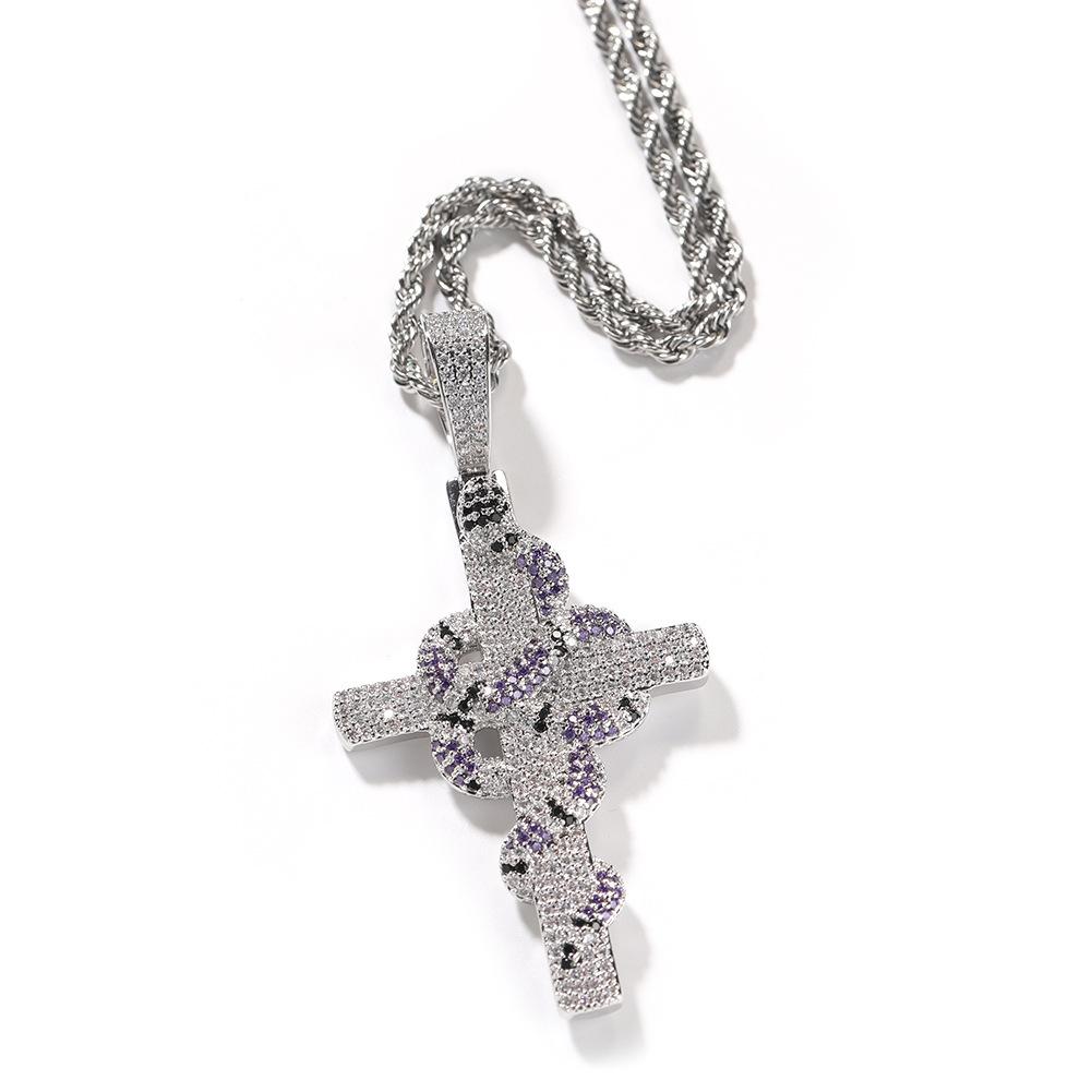 Gumeng хип-хоп цветной змеевидный крест кулон ретро нишевый универсальный аксессуары производитель прямые волосы