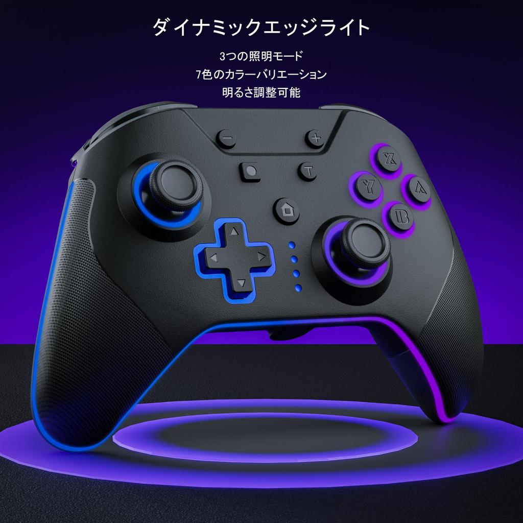 PeriphX Switch Pro Controller mit 4 Atmungslicht Auto 4 Vibrationsstufen Gyro Makro 4 Rücktasten 1000mAh Akku Bluetooth Kompatibel mit Switch und