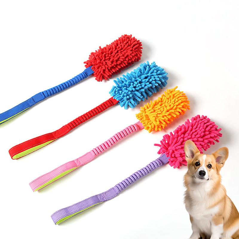 Quietschendes Tauziehen Bungee Hundespielzeug. Interaktives Puzzlespielzeug für Hunde, Bissfestes buntes Seil, Welpentraining. Hunde Agility Training. Schonend zu den Zähnen