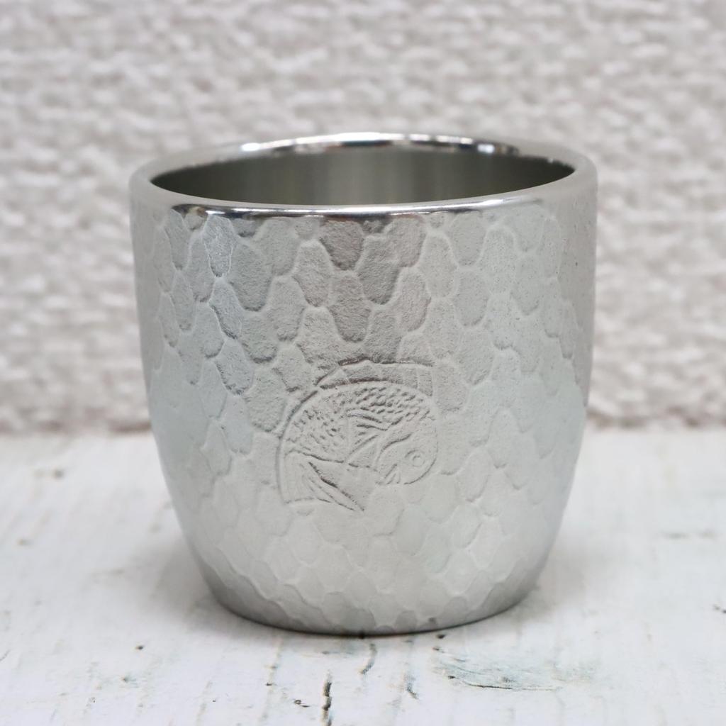 Osaka Tinware (Suzuki) Tin Sake Cup with Tai Net (White) - Gift Wrapping Available