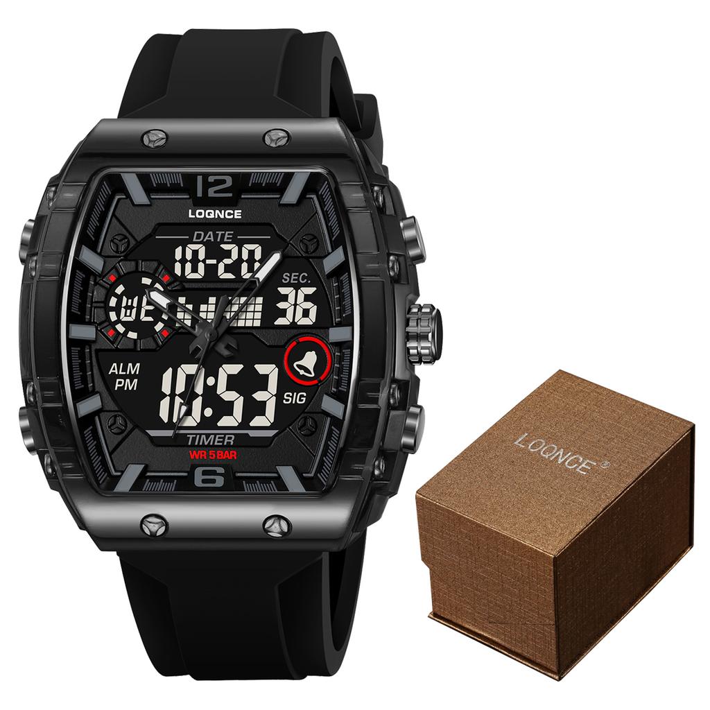 Fashion LOQNCE 98003 Men's Watch Luxury 50M Waterproof Watch for Men with Analog-Digital Dual Movement Sports Wristwatch