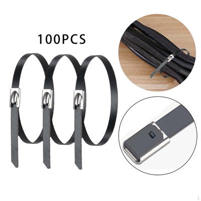 100 peças multifuncionais duráveis ​​4,6 mm de largura em aço inoxidável abraçadeiras de metal com travamento automático para óleo