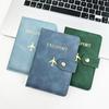Leather Passport Holder with Airplane Buckle & Multi-Card Slots - PU Passport Protection Set