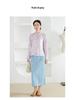 Women's 100% Mulberry Silk Floral Jacquard Shirt with Stand Collar and Frog Button, Long Sleeve Spring Top
