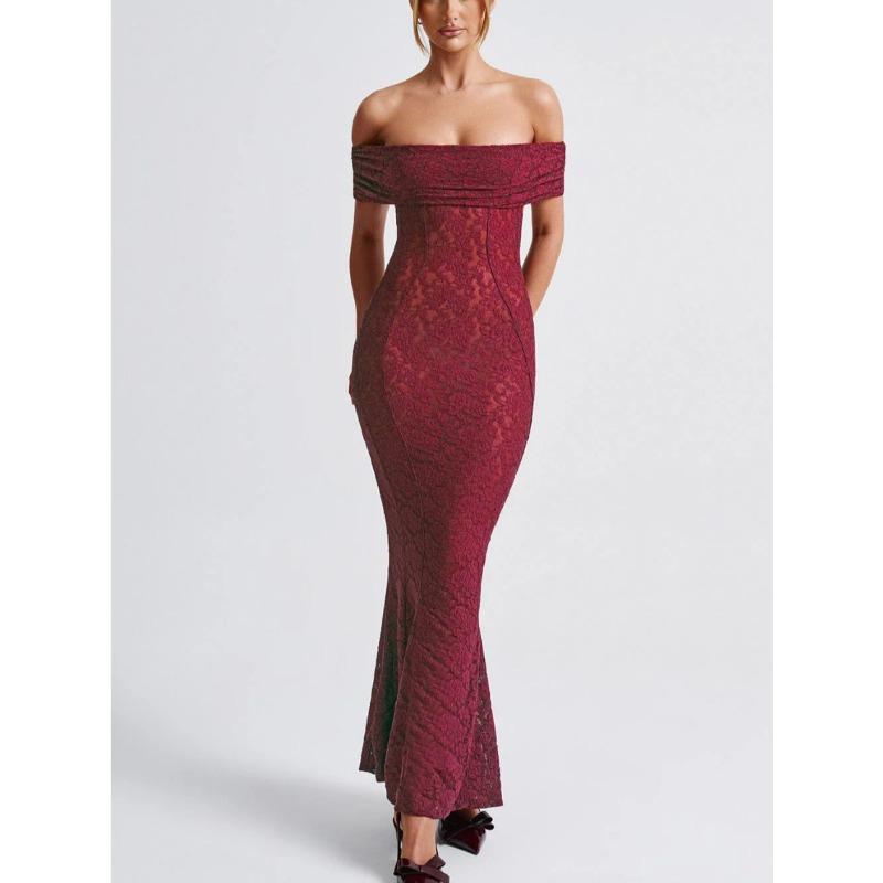 Sexy Women's New Hip-wrapped Floral Lace Slim-fit Backless Temperament Dress