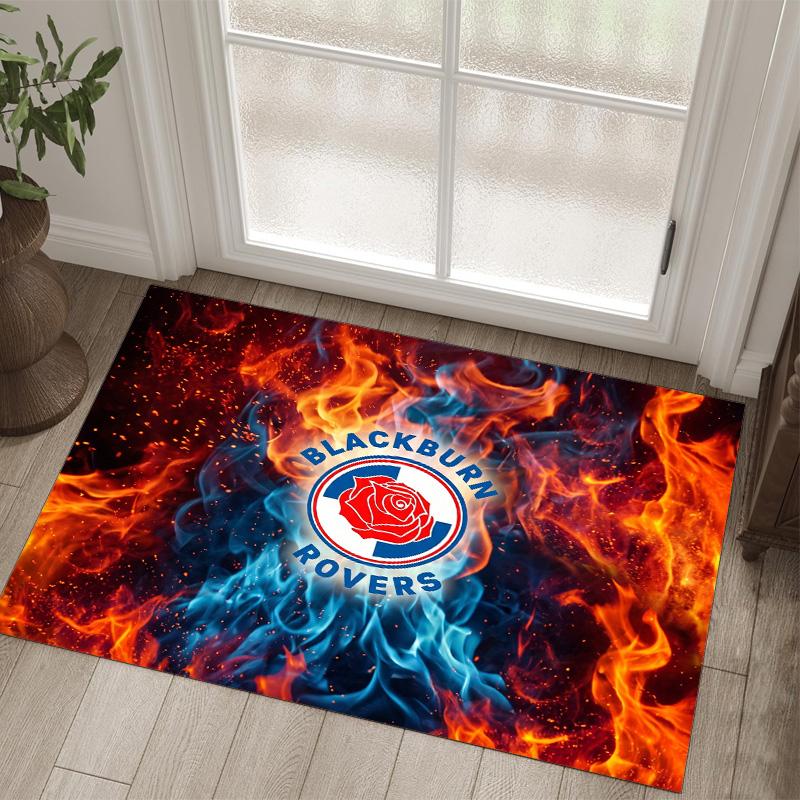 Blackburn Rovers Football Design Crystal Velvet Carpet Cozy Non?Slip Printed Rug For Bedroom Living Room Entrance