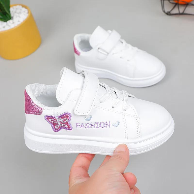 

Модная весенне-осенняя детская повседневная обувь 2025 с вышивкой в виде бабочки, модные стили, балетки для девочек, детские кроссовки 37 фиолетовый