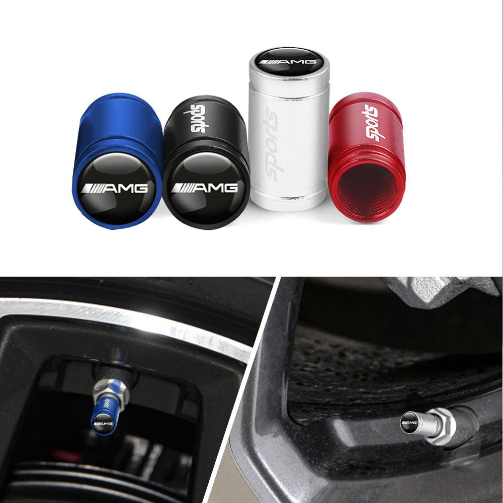 For Benz w24Pcs Car Wheel Tire Valve Caps Tyre Dust Covers Auto Refit Accessories for Mercedes Benz AMG A B C D M S G Class CLA GLB GLK GLA