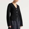 European and American  Station Autumn and Winter New Waist Knitted Cardigan Jacket V-neck Pocket Top Simple Sweater Women