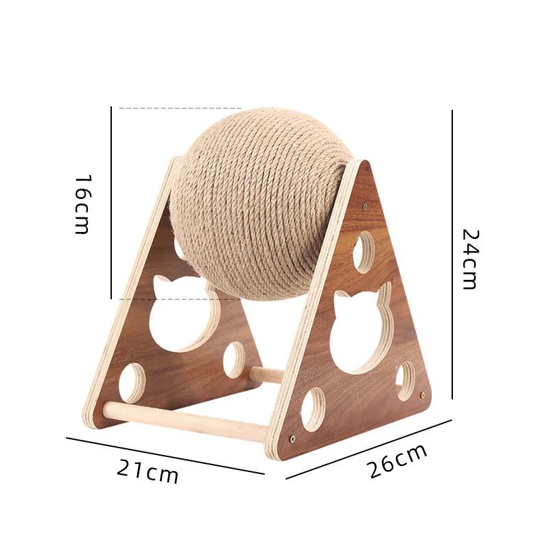 Wooden Cat Scratching Ball Grinding Claw Hand Wrapping Hemp Rope Cat Climbing Frame Scratch-resistant Toy
