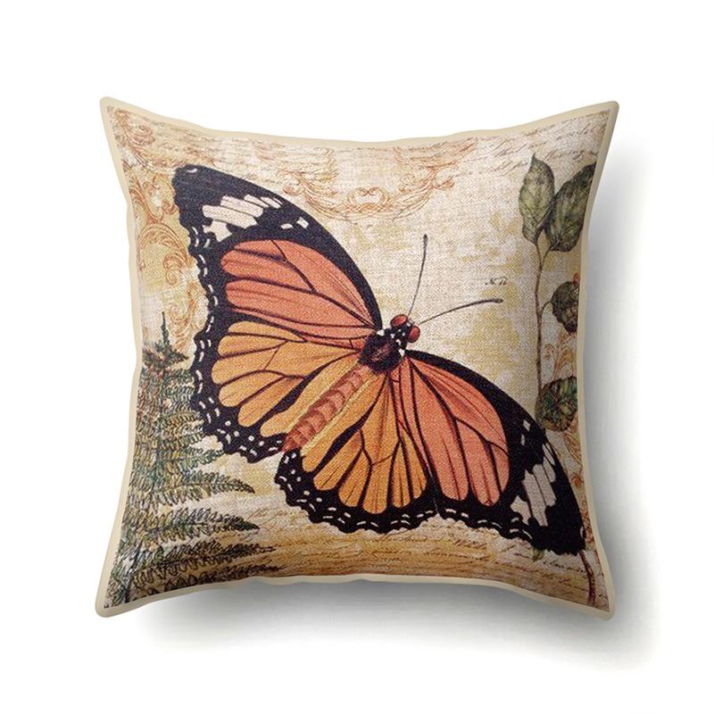 Polyester Pillowcase Peach Leather Velvet Decoration Printed Butterfly Pillowcase Waist Cushion Cover Car Cushion Head Cushion Cover