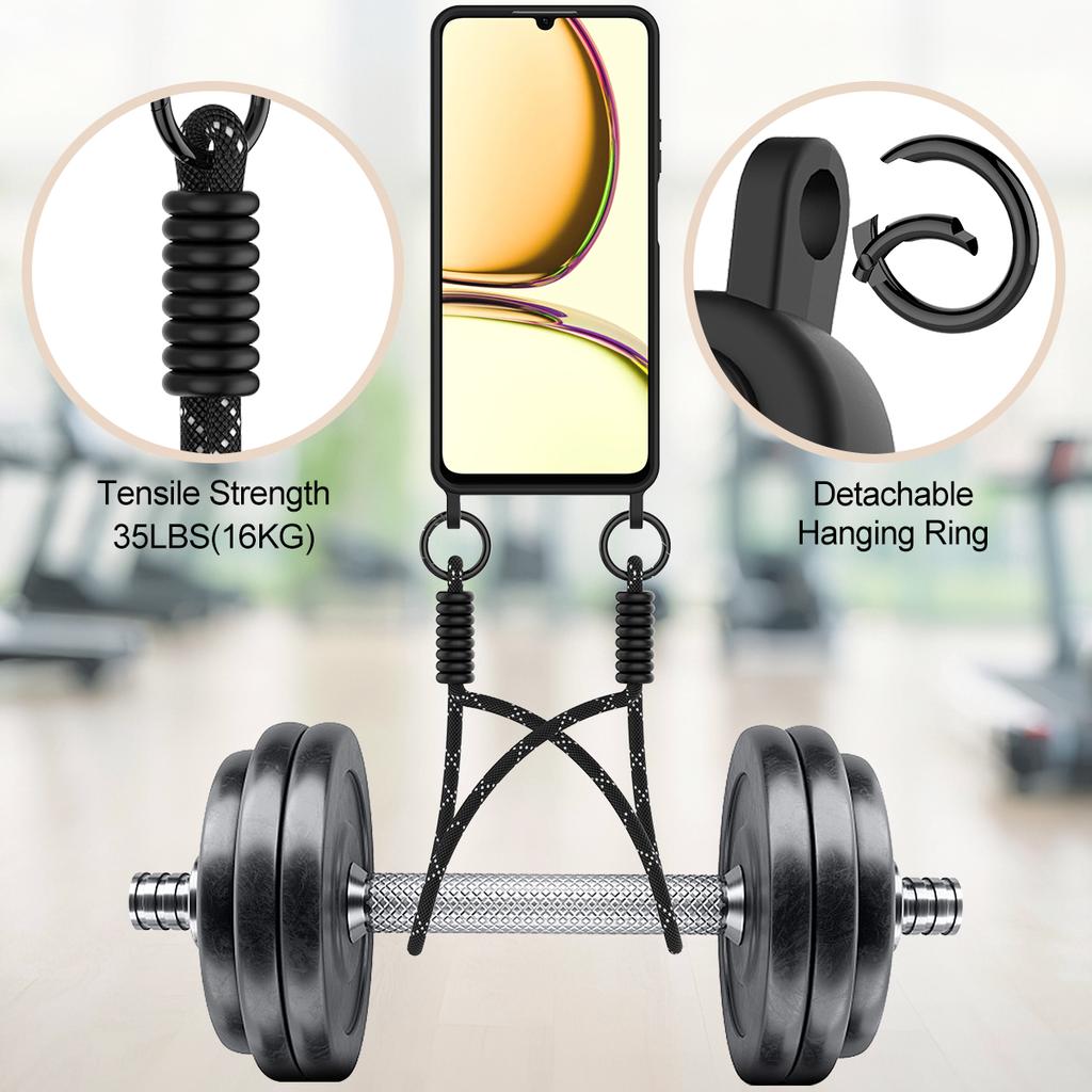 Tekutý silikonový obal pro Realme Narzo N53 4G/C53 (Globální)/(Indie)/C51/Pouzdro na telefon s držákem na karty 4G a krátkým poutkem