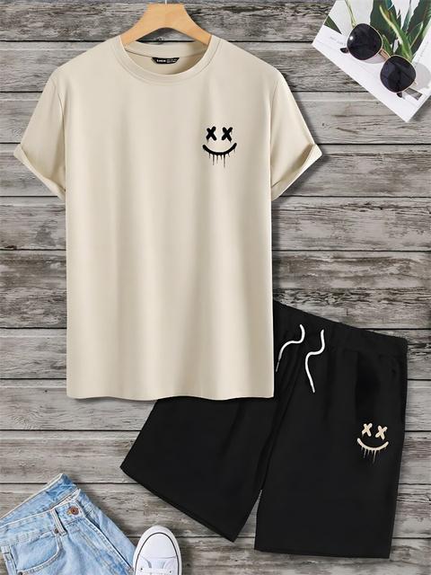 

Комплект из 2 предметов: летние повседневные мужские шорты с коротким рукавом, гавайский принт, мужская футболка, спортивные мужские пляжные шорты для активного отдыха 6XL