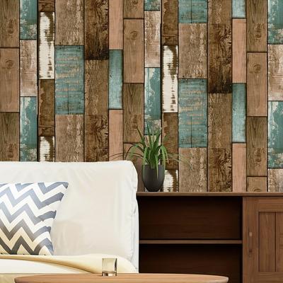 1 Rolle, Holzmaserung Aufkleber Tapete selbstklebend dekorativer Hintergrund, wasserdichte und feuchtigkeitsbeständige Ziegelmuster Tapete, Sockelleisten Aufkleber