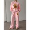 Women's Christmas Print Crewneck & Wide-Leg Pants 2-Piece Set. Soft, Chic Long-sleeve Loungewear & Athleisure for Fall/winter.