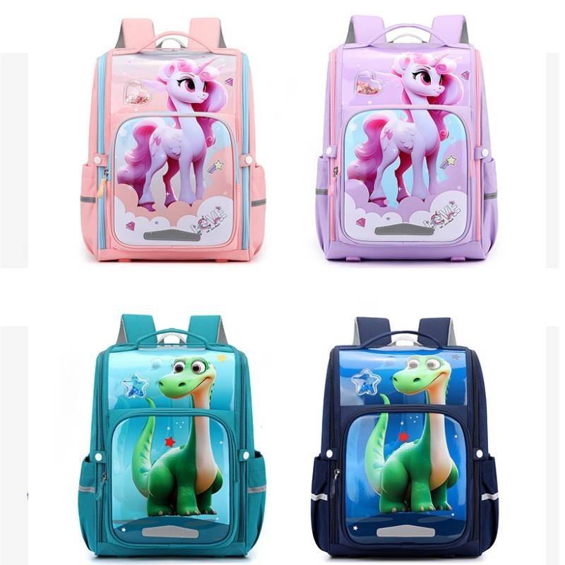 Cute Large Capacity Oxford Cloth School Backpack For Girls In Grades 2-6 Breathable And Wear-resistant Adorable Cartoon Pattern High Fashion Value