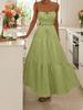 European and American Women's Clothing New Sleeveless Solid Color Suspender Long Dress Seaside Vacation Dress