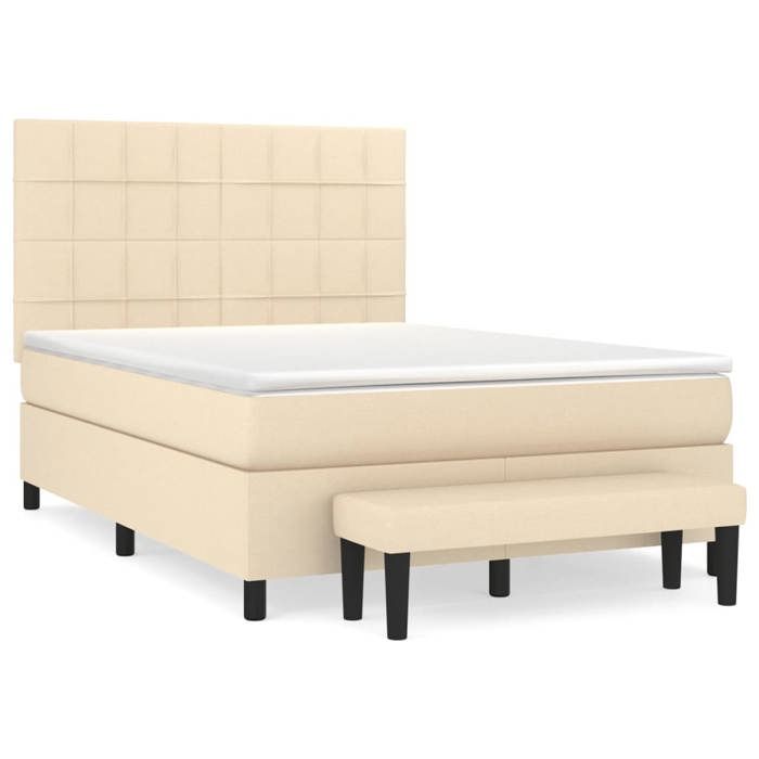 Maison Exclusive - Sommier à lattes de lit avec matelas Crème 140x190 cm Tissu