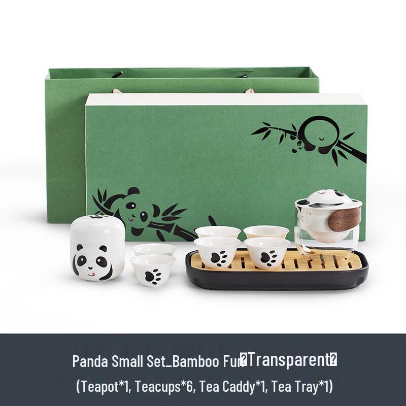Nanshan Hand-Painted Panda Bamboo Ceramic Gongfu Tea Set