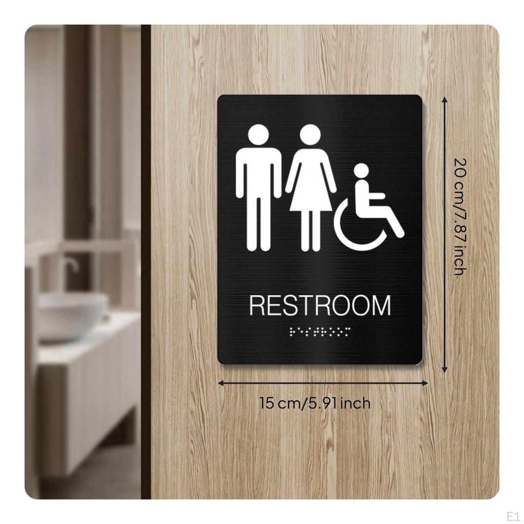 Stainless Steel Restroom Sign Raised Graphics and Lettering Braille Brushed Finish