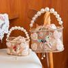French retro creative pattern metal diamond inlaid love pearl vegetable basket bag dinner bucket messenger bag