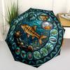 Marine Life Glass pattern umbrella, portable and foldable design, 8 ribs, a casual accessory for Halloween, Christmas, and birthday gifts.