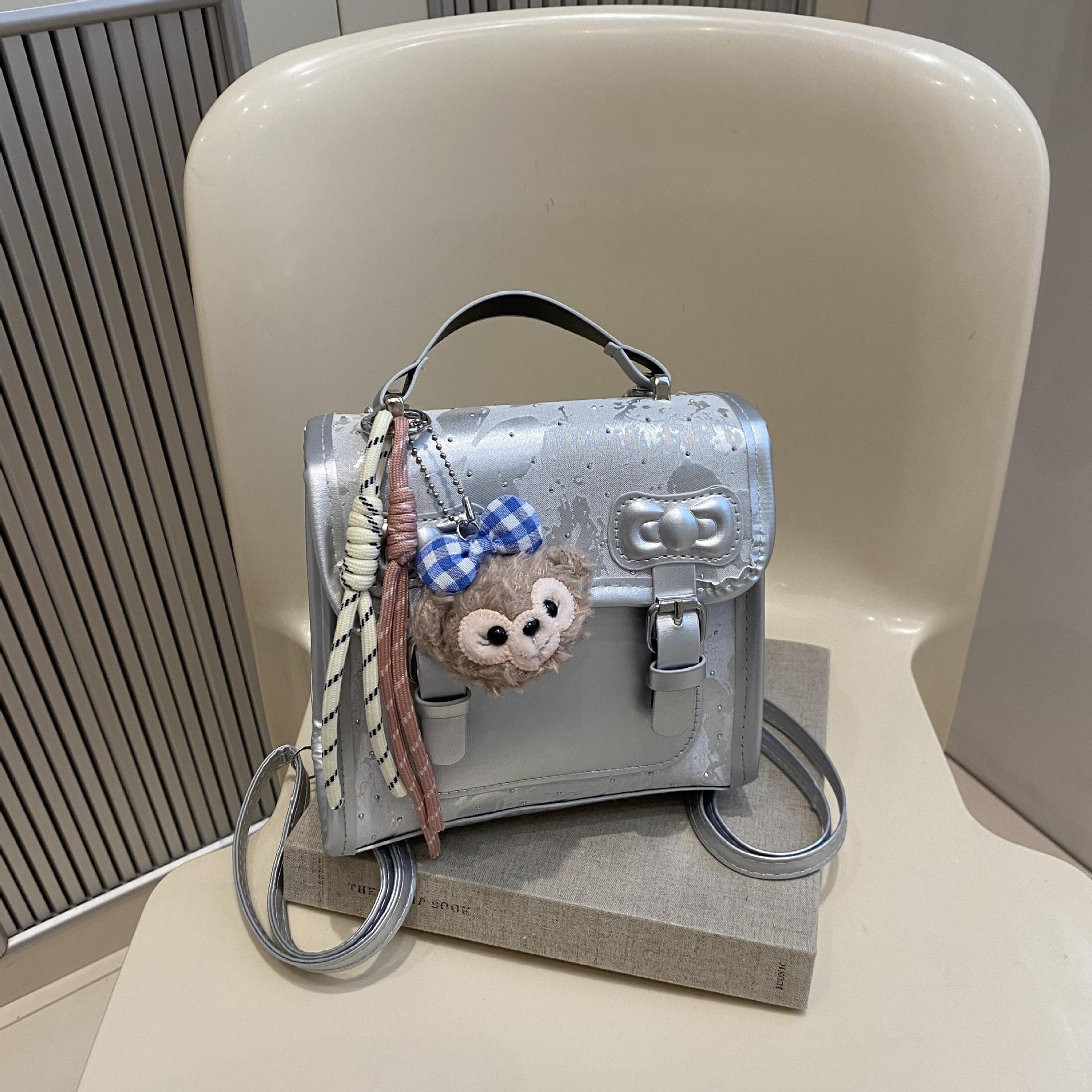 

Niche college style backpack women s fashion going out crossbody backpack simple handbag shoulder bag without pendant серебряный