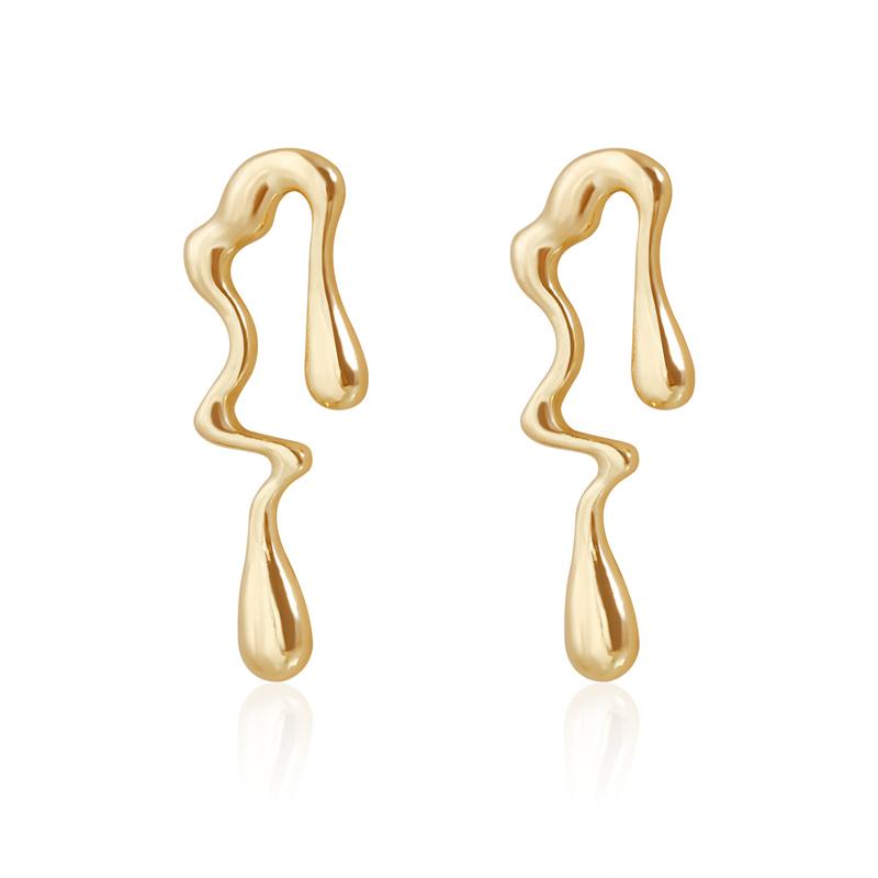Nuevo Diseño de Moda Gargantilla Metálica Estilo Lava Líquida para Mujer Color Dorado Ola Irregular Retorcida Collar de Fiesta Joyería Regalo