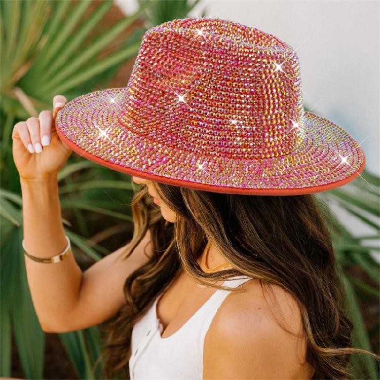Sparkle Womens Cowboy Hat Western Cowgirl Hats Rhinestones Party Prop Disco Hats