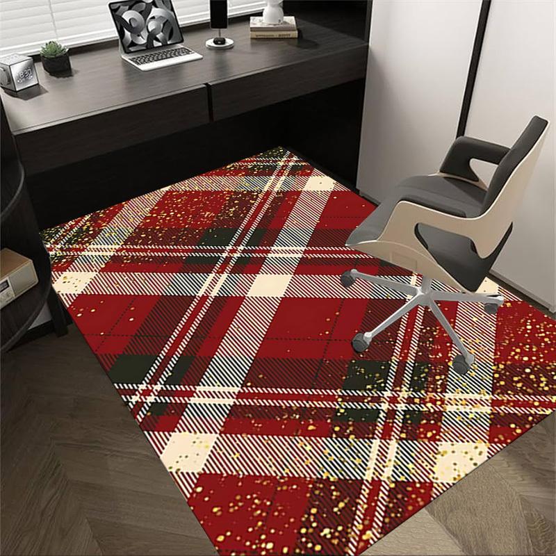 1PC Plaid Gold Extra Large Non Slip Floor Carpet, Office, Family, Studio Large Area Rug Indoor Rugs, Bold Statement Piece