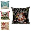 Festive Christmas Xmas Linen Cushion Cover With Elegant Single Side Printing Design