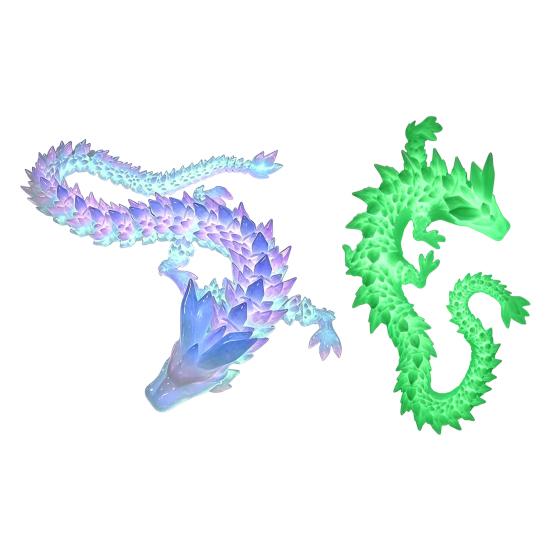 Flexible Dragon Figure for Desk Decor 3D Printed Glow in the Dark Fidget Toy, Articulated Non-toxic Plastic Toy Desktop Ornament Kids and Adults,